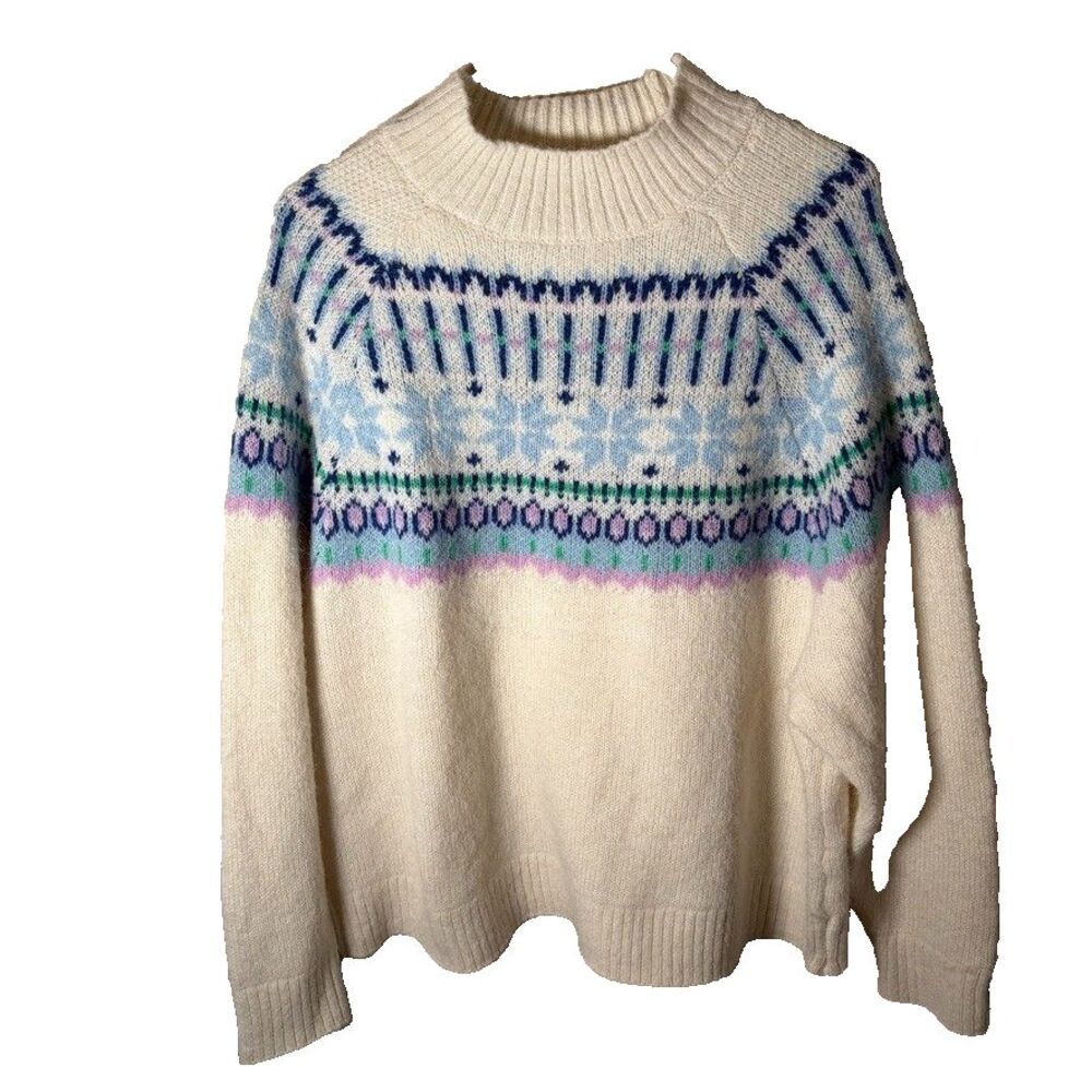 Old Navy Sweater Women's XL Pullover Winter Mock Neck Colorful Blue Winter
